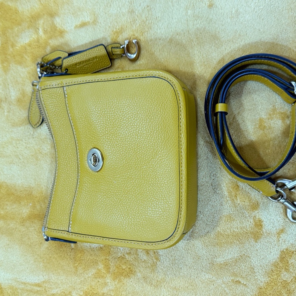 Coach Yellow Leather Crossbody Bag with Silver Hardware